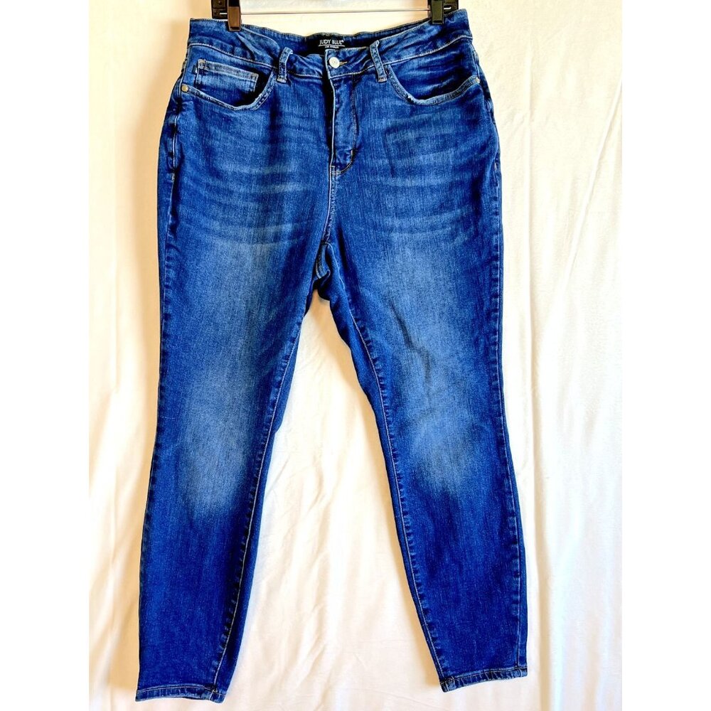 Judy Blue Jeans Women's 16W Skinny Fit Stretch Dark Wash Solid Fly Zip JB88113